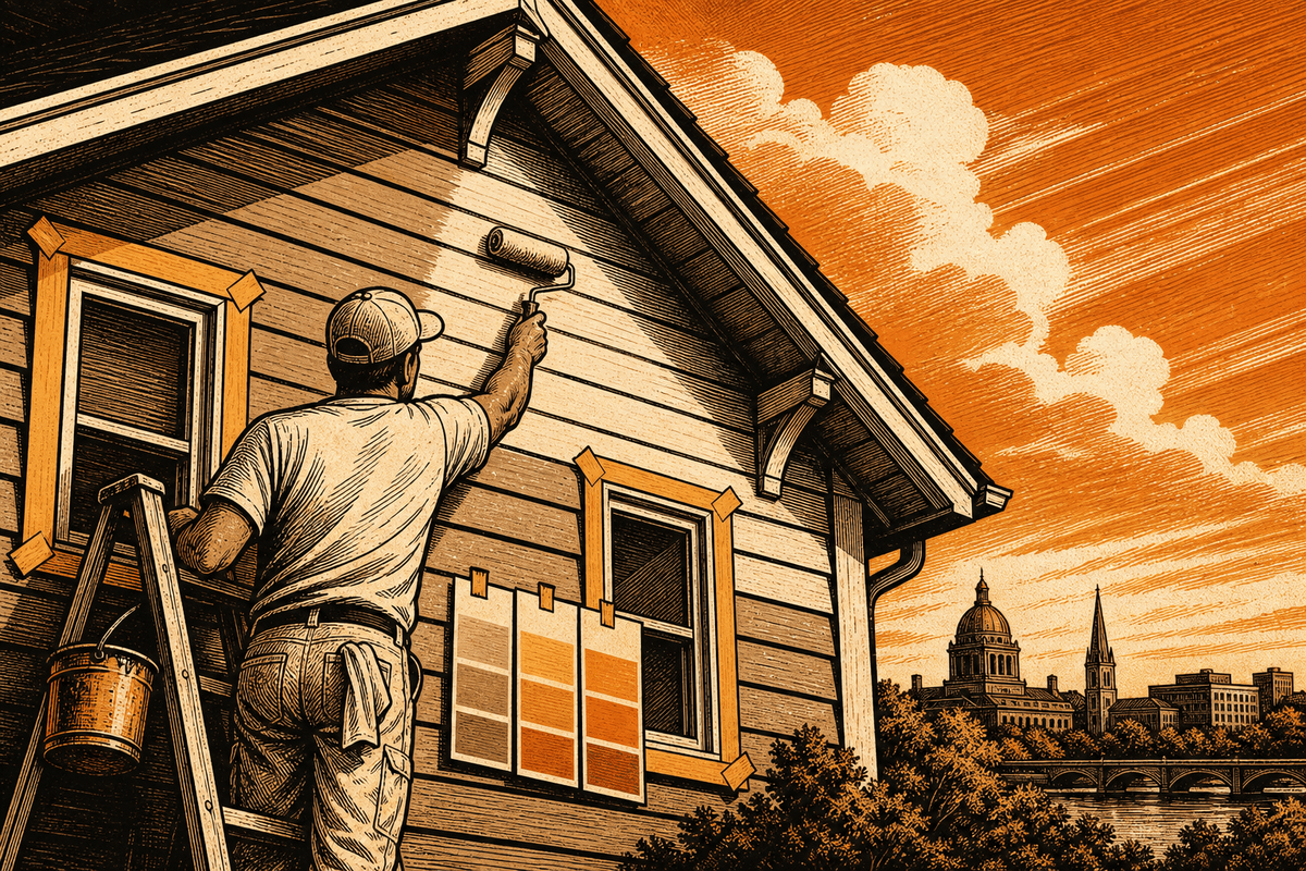 Painting Contractor Marketing in South Bend, IN: retro comicbook painting contractor marketing illustration