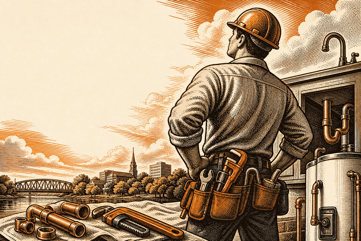 Plumbing Contractor Marketing in Clarksville, TN: retro comicbook plumbing contractor marketing illustration