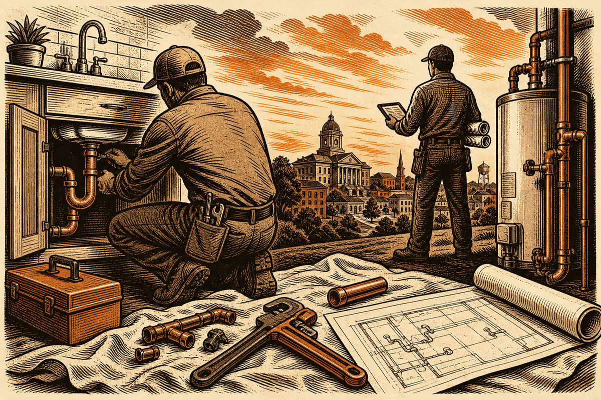 Plumbing Contractor Marketing in Murfreesboro, TN: retro comicbook plumbing contractor marketing illustration