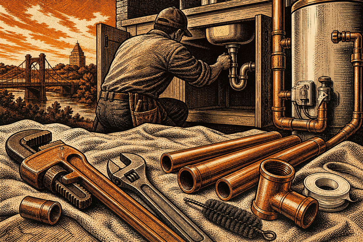 Plumbing Contractor Marketing in Waco, TX: retro comicbook plumbing contractor marketing illustration