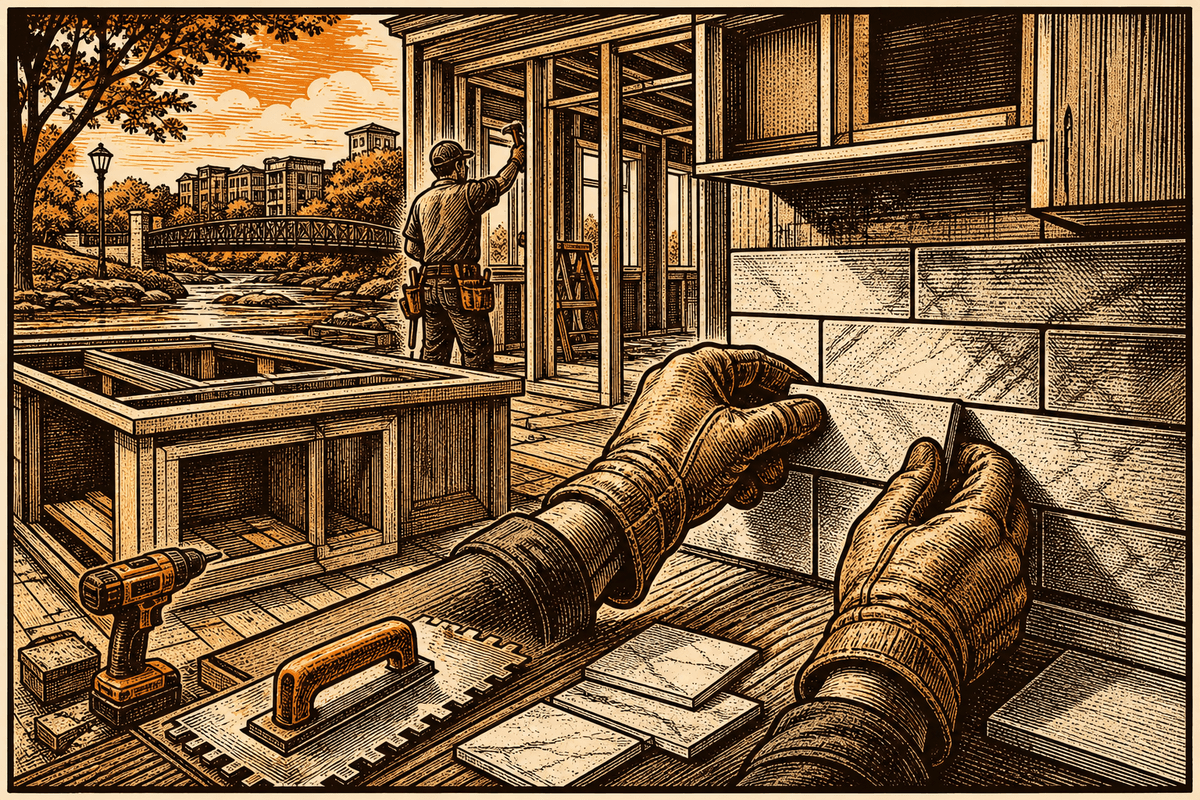 Digital Marketing for Remodeling Contractors in Greenville, SC: retro comicbook remodeling contractor marketing illustration