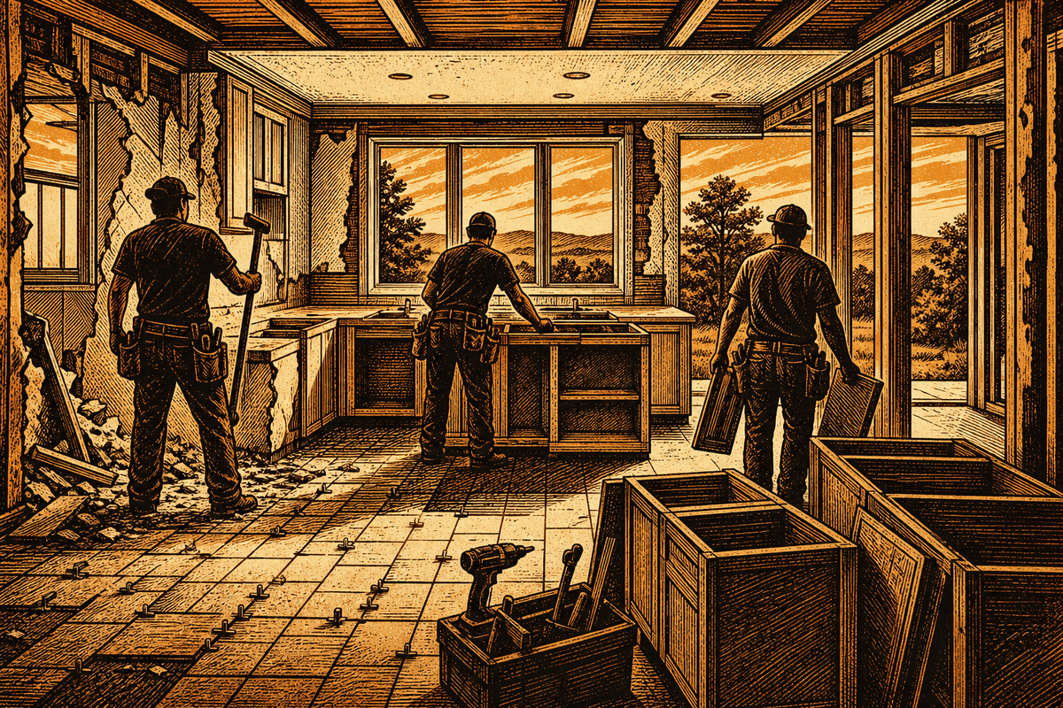 Remodeling Contractor Marketing in Hickory, NC: retro comicbook remodeling contractor marketing illustration