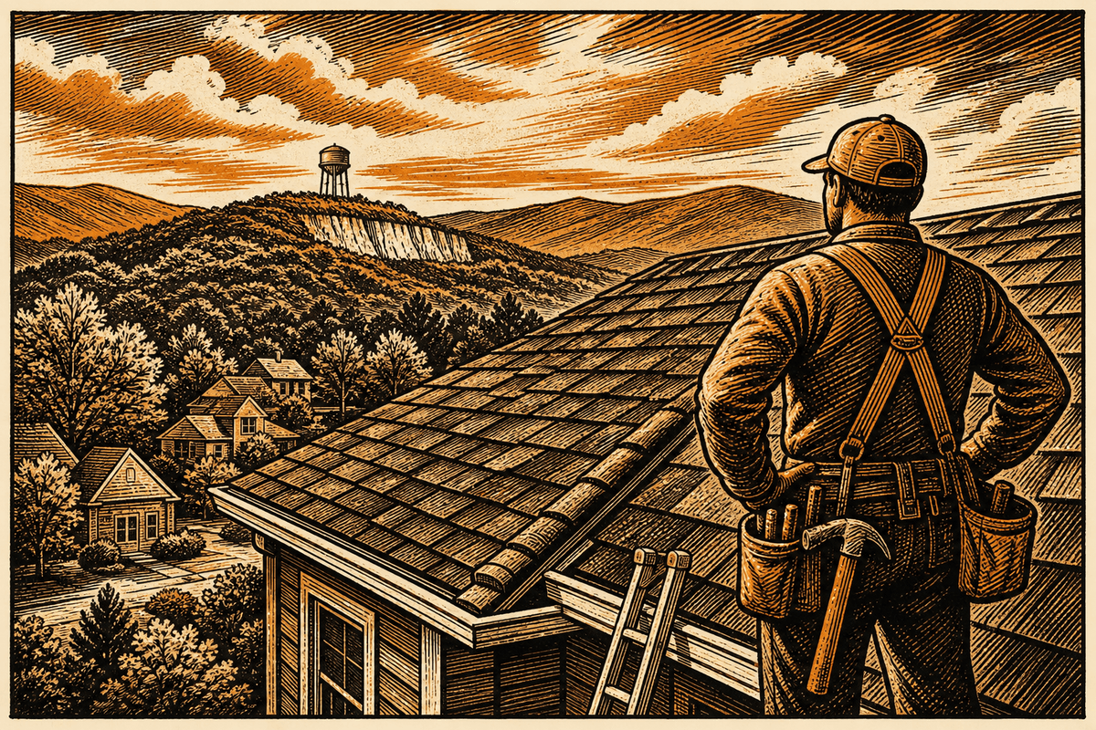 Roofing Contractor Marketing in Alabaster, AL: retro comicbook roofing contractor marketing illustration