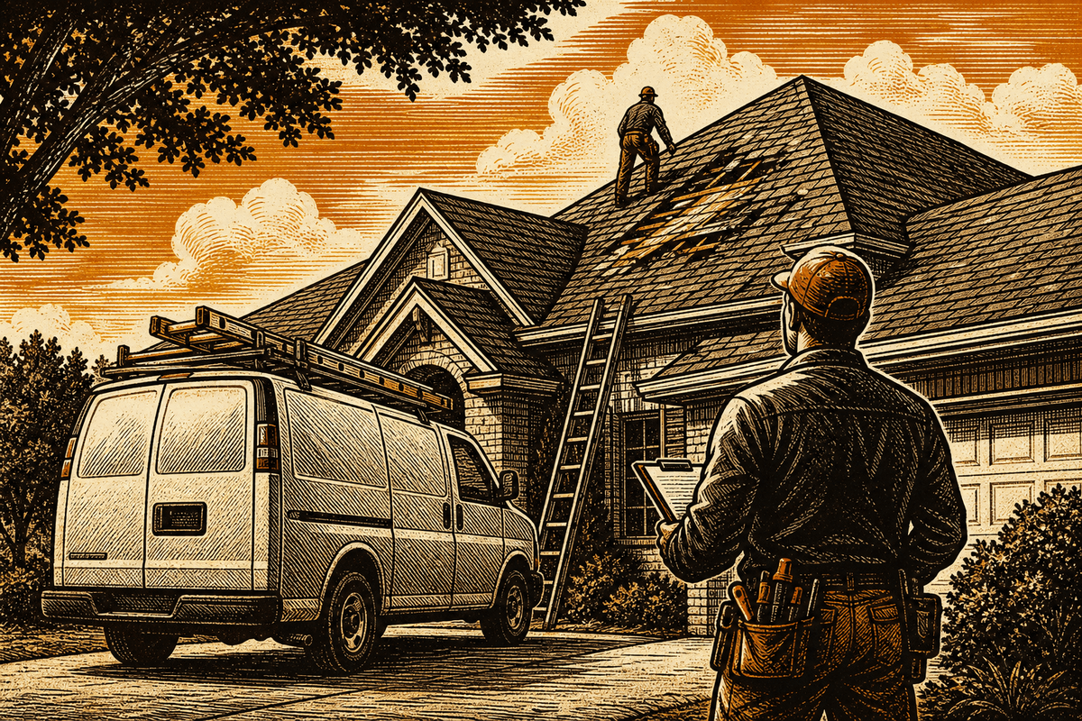 Local SEO for Roofing Contractors in Auburn, AL: retro comicbook roofing contractor marketing illustration