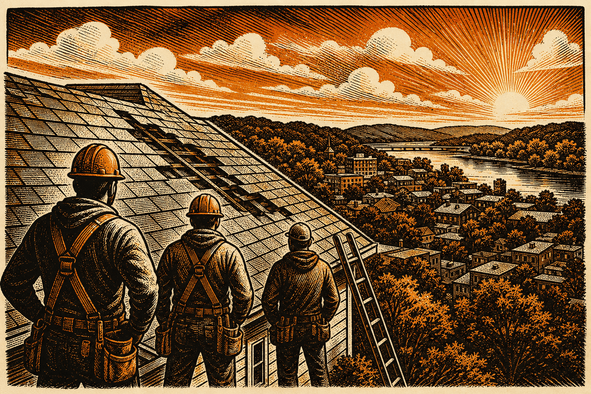 Roofing Contractor Marketing in Clarksville, TN: retro comicbook roofing contractor marketing illustration