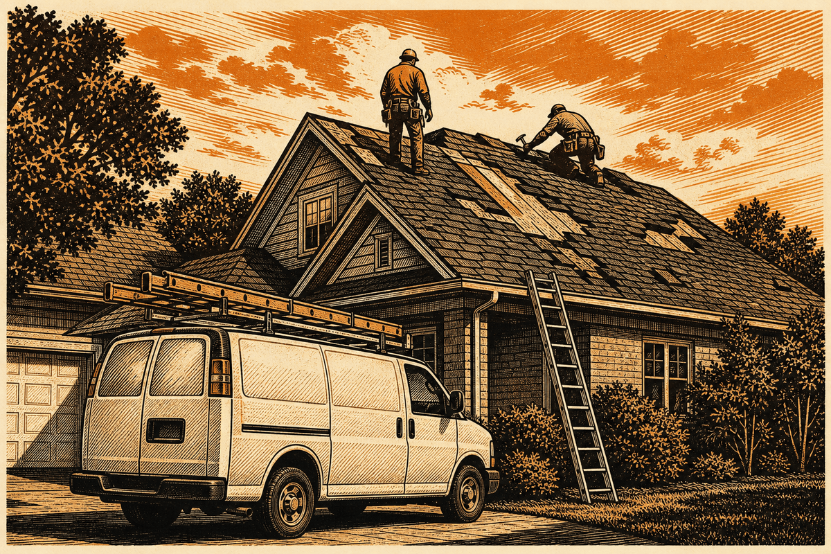 Roofing Contractor Marketing in Jackson, TN: retro comicbook roofing contractor marketing illustration
