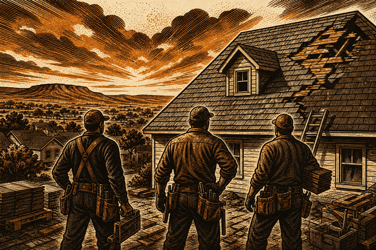 Roofing Contractor Marketing in Lawton, OK: retro comicbook roofing contractor marketing illustration