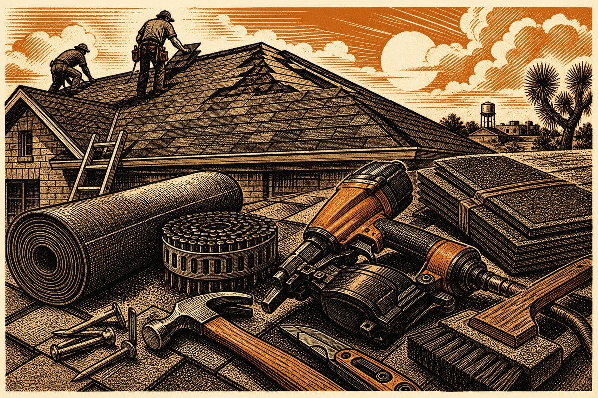 Roofing Contractor Marketing in Lubbock, TX: retro comicbook roofing contractor marketing illustration