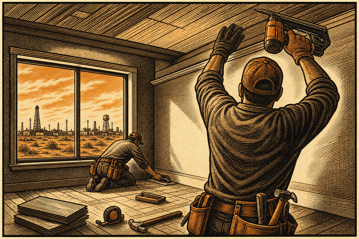 Roofing Contractor Marketing in Odessa, TX: retro comicbook roofing contractor marketing illustration