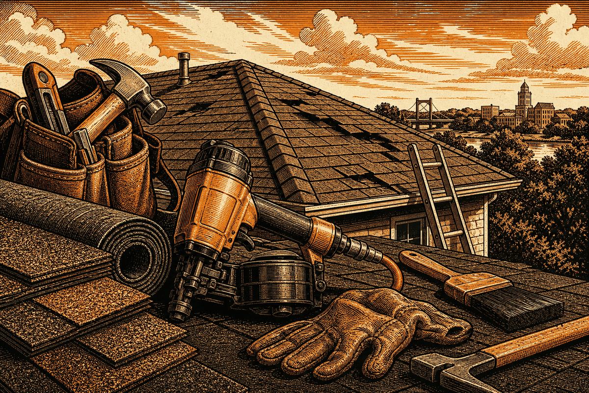 Roofing Contractor Marketing in Waco, TX: retro comicbook roofing contractor marketing illustration
