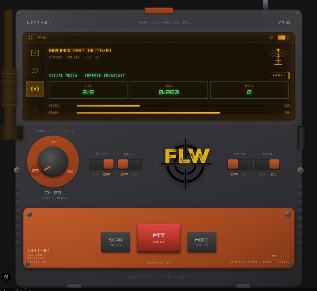 The Transmitter app control panel screenshot